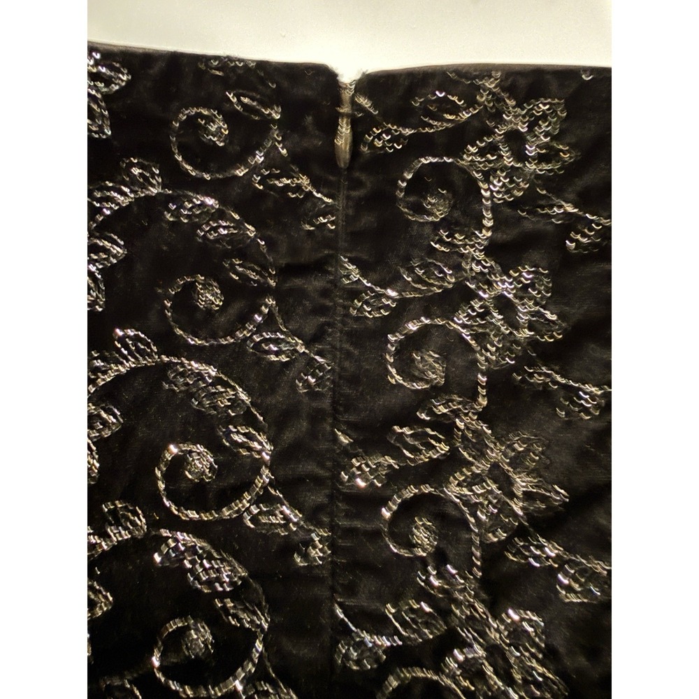 Scott McClintock Gown 10 Vintage Velvet Strapless Maxi Black Silver Embroidered - Picture 6 of 9